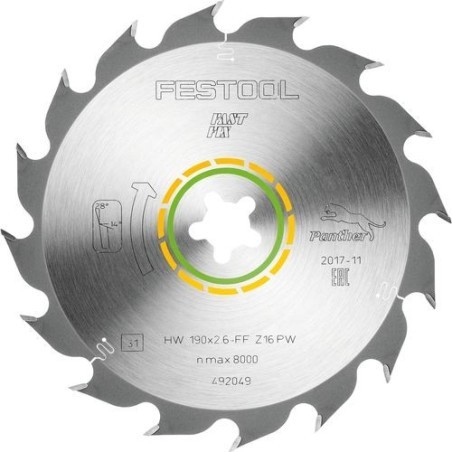 Festool Lame de scie circulaire WOOD RIP CUT HW 190x2,6 FF PW16