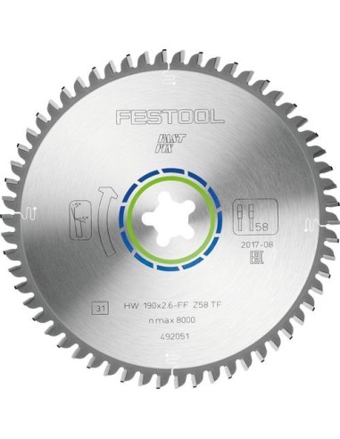 Festool Lama ALUMINIUM/PLASTICS HW 190x2,6 FF TF58