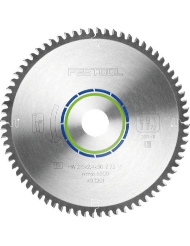 Festool Hoja de sierra ALUMINIUM/PLASTICS HW 210x2,4x30 TF72