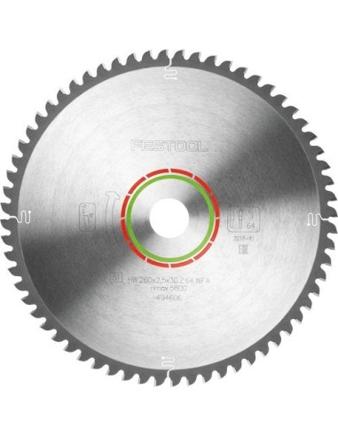 Festool Saw blade LAMINATE/HPL HW 260x2,5x30 WZ/FA64