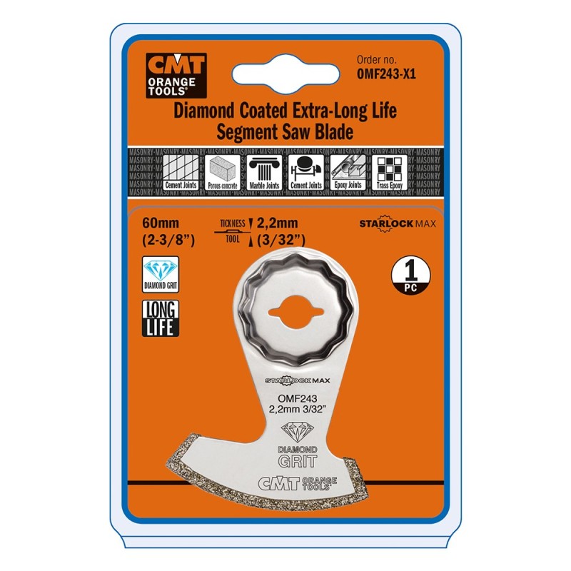 60mm (2-3/8") Diamond coated Segmented Saw Blade, Extra-Long Life
