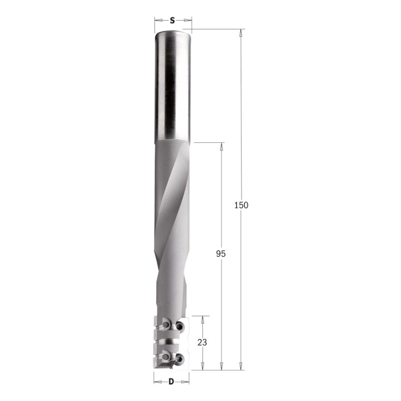 Spiral bit with insert knives and chipbreaker for locksets