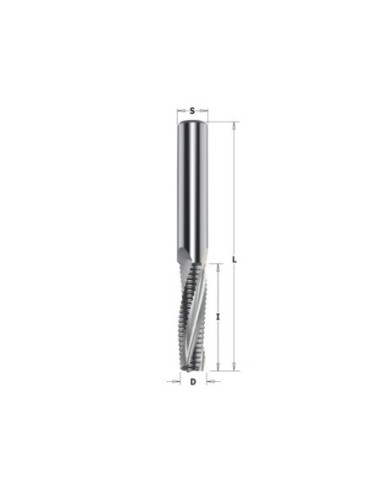 Solid carbide upcut spiral bits with chipbreaker