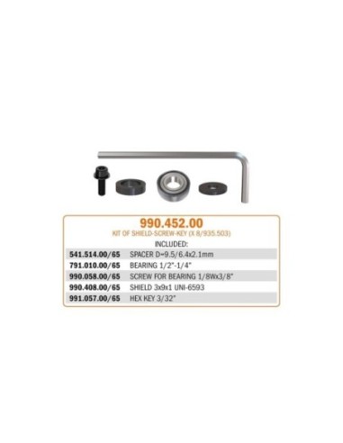 990.4 - Kit mit Beilagscheiben, Schrauben, Schlüsseln und Distanzringen