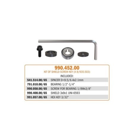 990.4 - Kit de rondelles de protection, bagues de distance, clés et vis