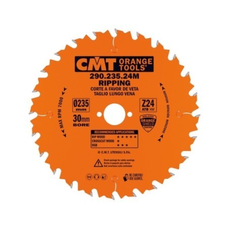 Rip circular saw blades, for portable machines