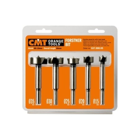 Estuche de 5 brocas de mango cilíndrico tipo Forstner