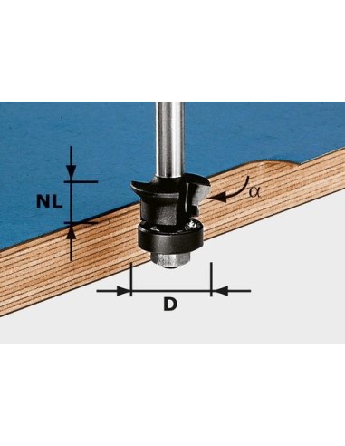 Festool Fresa de bisel y enrasado HW S8 D24/0° +45°
