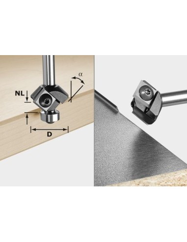 Festool Placas reversibles de fresa de bisel S8 HW 45° D27 12x12 KL