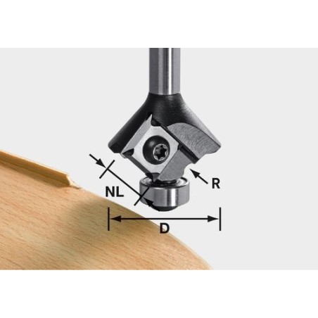 Festool Roundover cutter with reversible blades S8 HW R2 D28 KL12,7 MFK