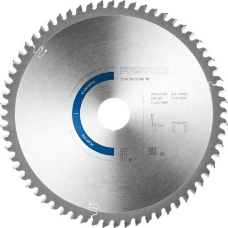 Festool Saw blade ALUMINIUM/PLASTICS HW 216x2,3x30 W60