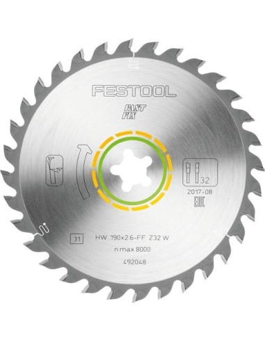 Festool Hoja de sierra WOOD UNIVERSAL HW 190x2,6 FF W32