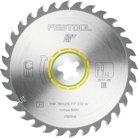 Festool Lame de scie circulaire WOOD UNIVERSAL HW 190x2,6 FF W32