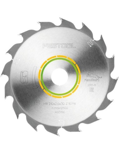Festool Saw blade WOOD RIP CUT HW 210x2,6x30 PW16