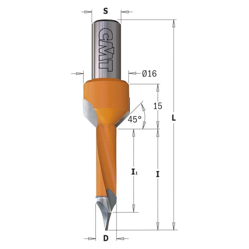 Mèches pour trous débouchants avec fraisoir, S10mm - L70mm