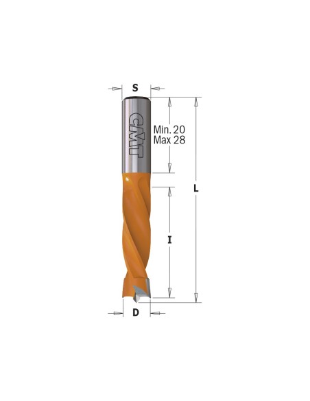 Broca ciega de conexión rápida para taladradoras, S8mm - L55.5mm