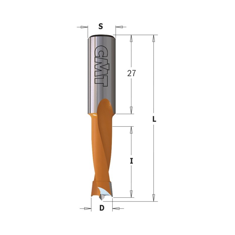 2 Flute Dowel Drills, S10mm - L57.5mm