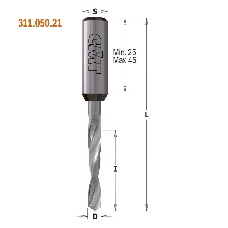 Solid Carbide Dowel Drills - LONG LIFE SHARPENING, S10mm - L70mm