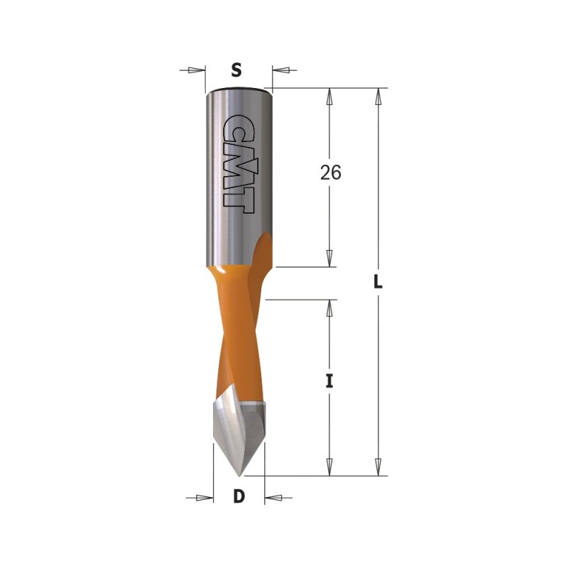 2 Flute Dowel Drills for Through Holes, S10mm - L57.5mm