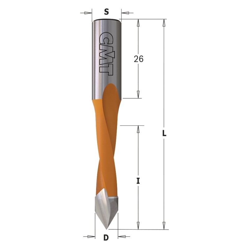 Punte ad attacco rapido per fori passanti per foratrici, S10mm - L77mm