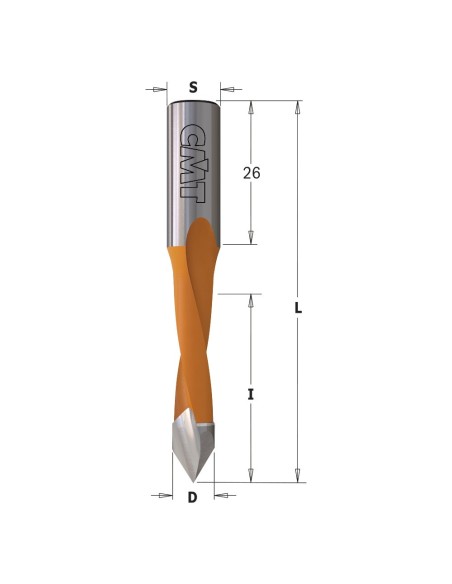 2 Flute Dowel Drills for Through Holes, S10mm - L77mm