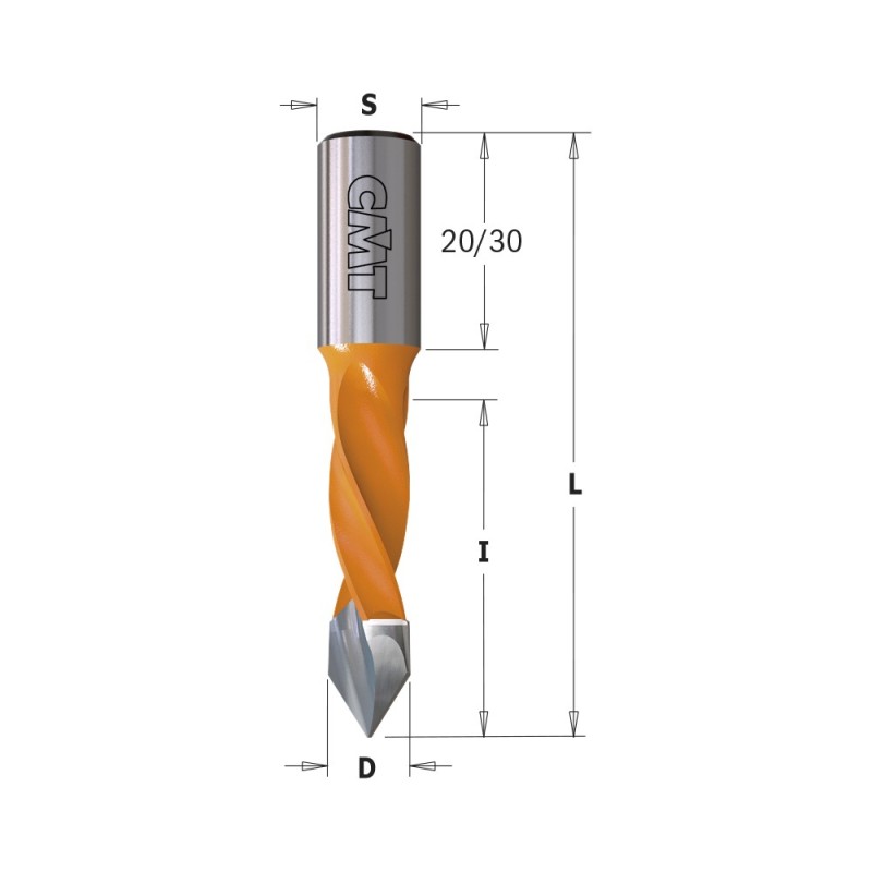 Punte foratrici 2 e 4 gole, fori passanti, S10mm - L57.5mm
