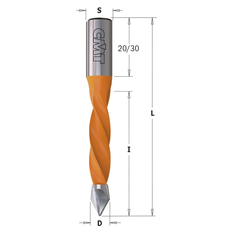 4 Flute Dowel Drills for Through Holes, S10mm - L70mm