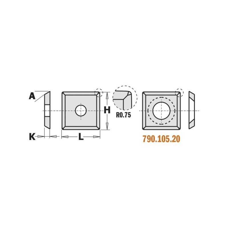 Coltelli reversibili in HWM - 4 taglienti - 30°