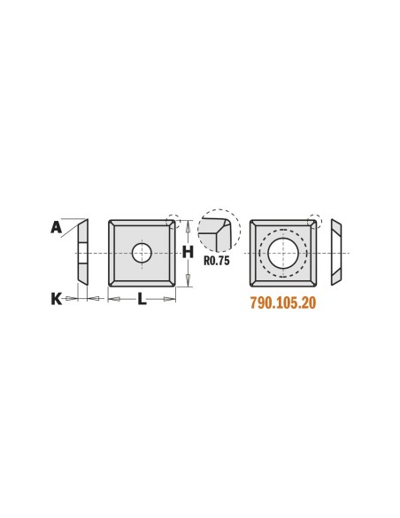 HWM Indexable knives - 4 cutting edges - 30°