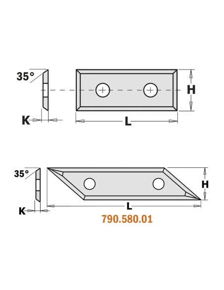 Coltelli reversibili in HWM - 2/4 taglienti - 35°