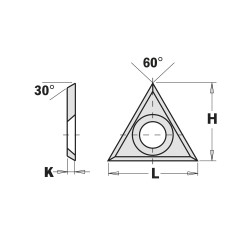 HWM Reversible triangular knives - 3 cutting edges - 30°