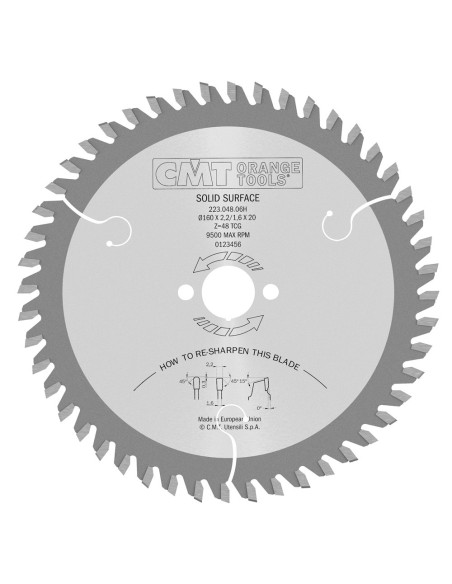 Industrial solid surface circular saw blades