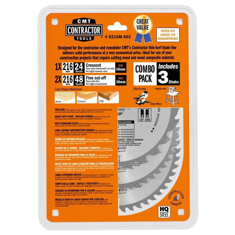 K Contractor® - Contractor circular saw blades Combo pack