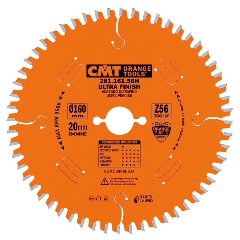 Lames circulaires industrielles pour laminés et agglomérés, angle de coupe negatif