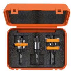 Adjustable tongue & groove bit sets for mission style cabinet doors