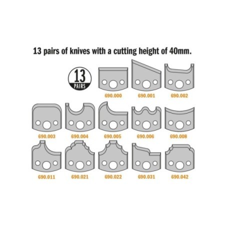 13 piece multiprofile cutter head sets without limiters