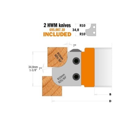 Porte-outils pour profils quart de rond et congés