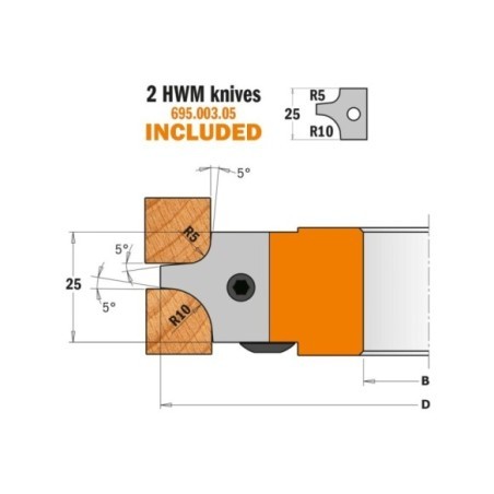Porte-outils pour quart de rond