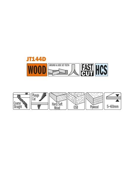 Very fast cuts, straight and coarse, on hard/softwood