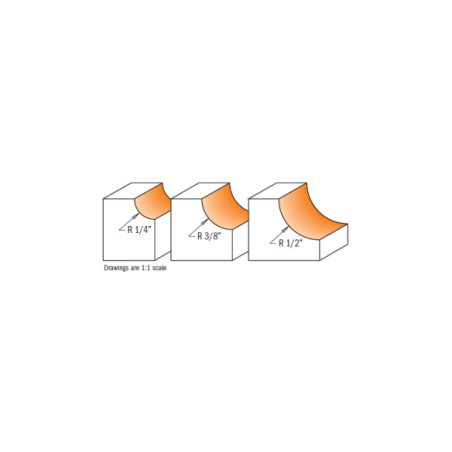 Set di 3 frese a raggio convesso
